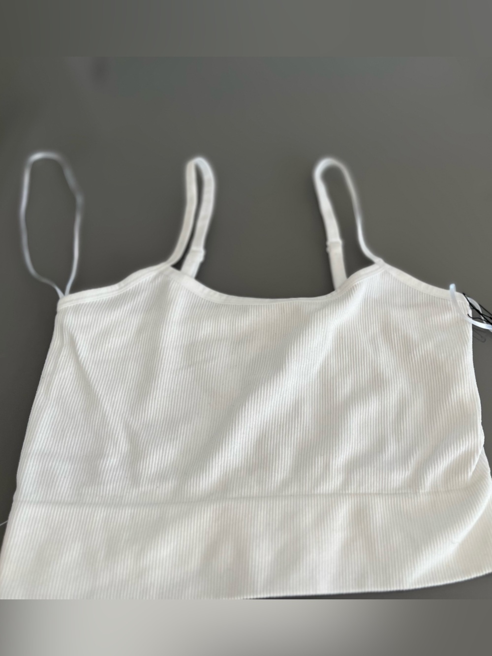 Ribbed White Camisole Tank with Adjustable Straps